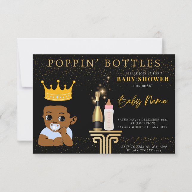 POPPIN' BOTTLES BABYSHOWER Boy INVITATIONS  (Front)