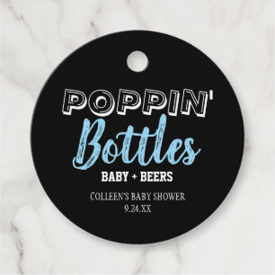 Poppin Bottles Boy Baby Shower Favour Tags