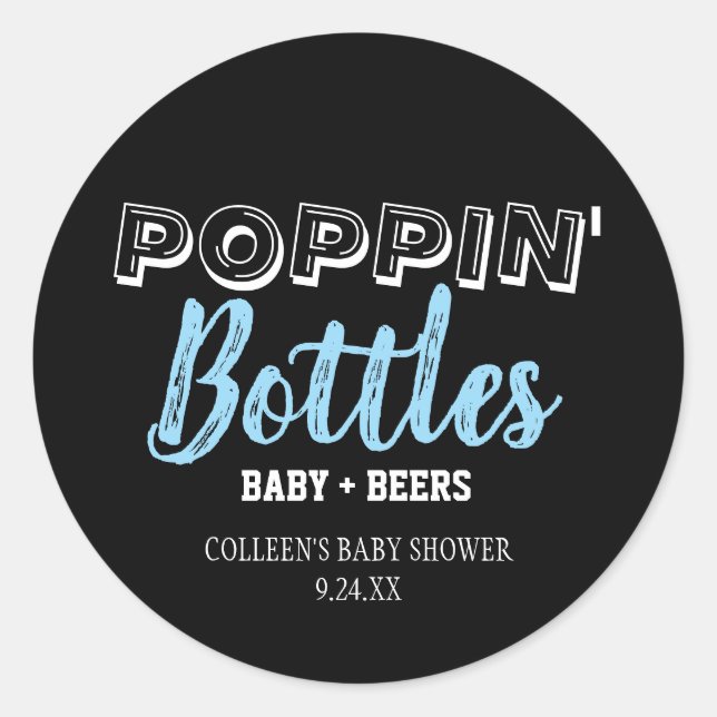 Poppin Bottles Boy Baby Shower Stickers (Front)