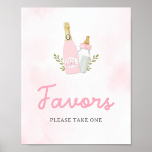 Poppin Bottles Girl Baby Shower Favours Sign