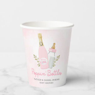 Poppin Bottles Girl Baby Shower Pink Paper Cups