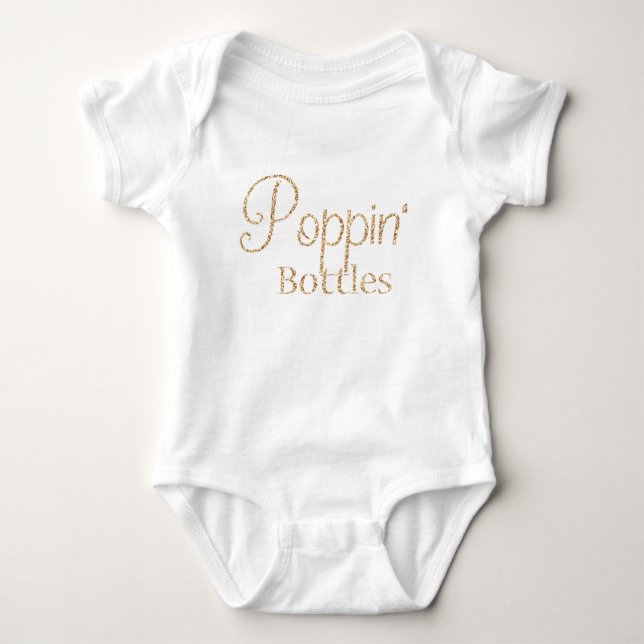 Poppin Bottles in Gold Glitter Baby Bodysuit (Front)