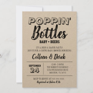 Poppin' Bottles Kraft Baby Shower Invitation