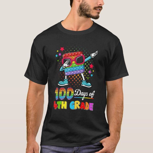 Poppin' Dabbing 100 Days Of 4th Grade Happy 100th  T-Shirt (Front)