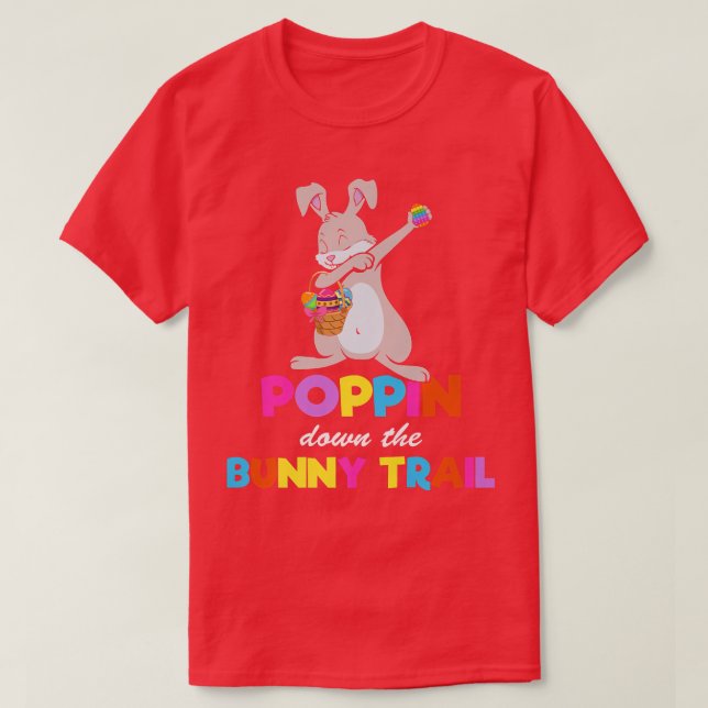 Poppin Down The Bunny Trail Cute Dab Dancing Rabbi T-Shirt (Design Front)