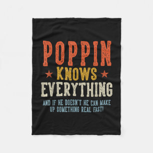 Poppin knows everything father's day retro vintage fleece blanket