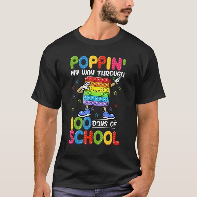Poppin My Way Through 100 Days Dabbing Kids Boys G T-Shirt (Front)