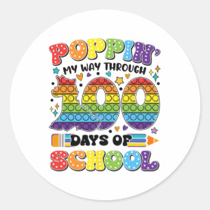 Poppin My Way Through 100 Days Of School Kids 100t Classic Round Sticker