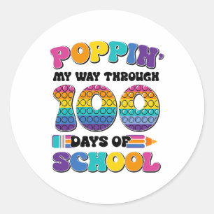 Poppin My Way Through 100 Days Of School Kids 100t Classic Round Sticker