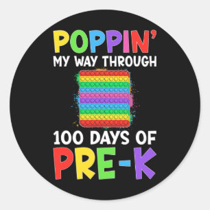 Poppin My Way Through 100 Days Of School Pre-k Boy Classic Round Sticker