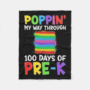 Poppin My Way Through 100 Days Of School Pre-k Boy Fleece Blanket