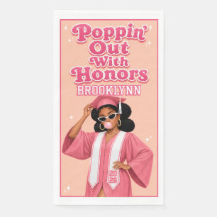 Poppin’ Out Honours Black Woman Pink Graduation Napkin
