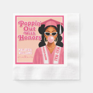 Poppin Out with Honours Pink Bubblegum Graduation Napkin