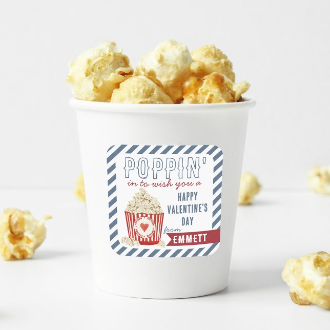 Poppin' Popcorn Classroom Valentines Day Square Sticker (Creator Uploaded)