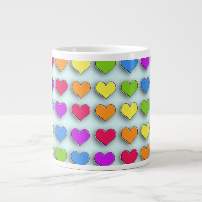 Poppin Retro Hearts Large Coffee Mug (Front)