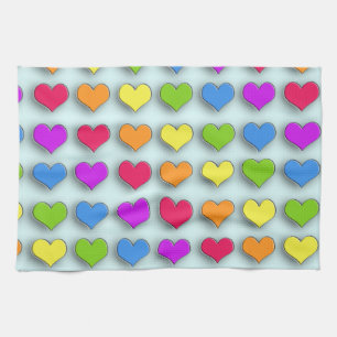 Poppin Retro Hearts Tea Towel