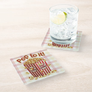 Poppin' with Style - "Pop to it!" Glass Coaster
