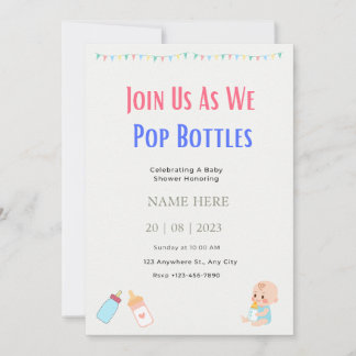 Popping Bottles Baby Shower Gender Neutral Invitation