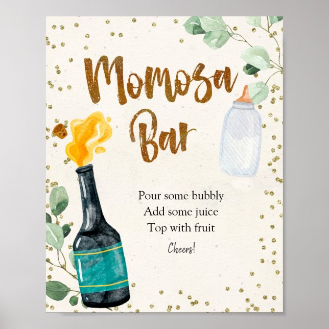 Popping Bottles Baby Shower Momosa Bar Poster (Front)