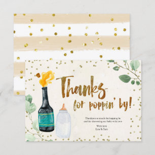 Popping Bottles Baby Shower Sticker Thank You Card