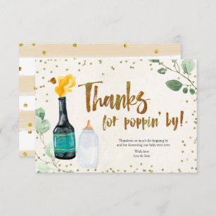 Popping Bottles Baby Shower Sticker Thank You Card