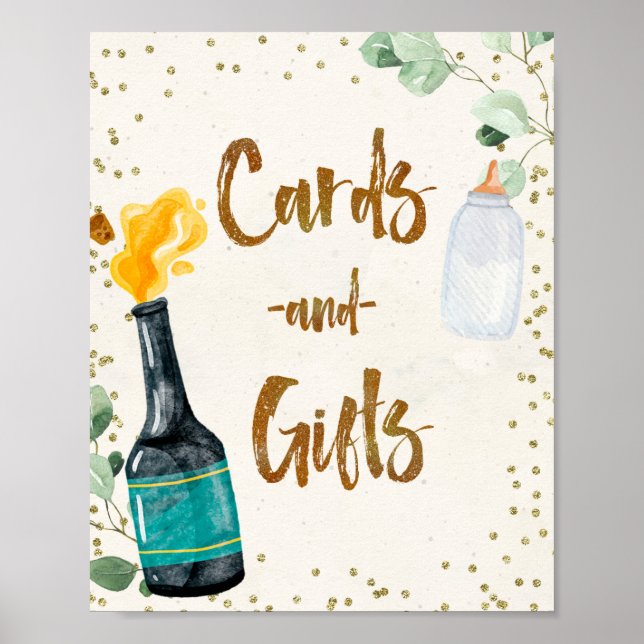 Popping Bottles Cards and Gifts Baby Shower Sign (Front)