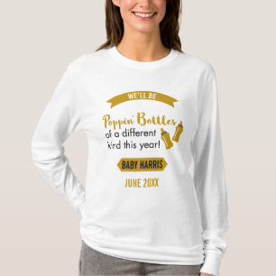 Popping Bottles Happy New Year Baby Announcement T-Shirt