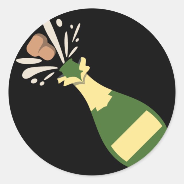 Popping Champagne Emoji Classic Round Sticker (Front)
