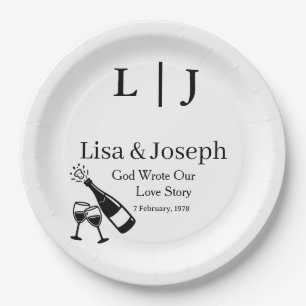 Popping Champagne &Toasting Glasses Party Wedding Paper Plate