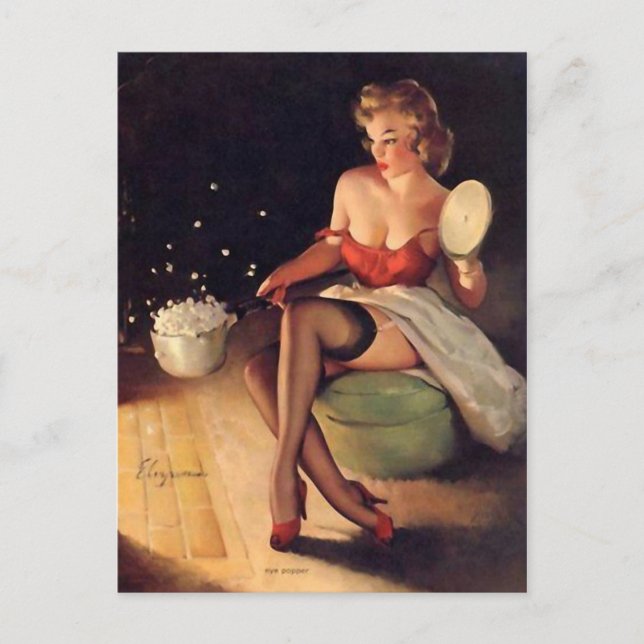 Popping Corn Pin Up Postcard (Front)