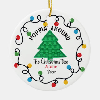 Poppit Ornament, Poppin Around The Christmas Tree Ceramic Ornament