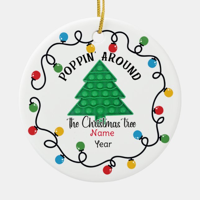 Poppit Ornament, Poppin Around The Christmas Tree  Ceramic Ornament (Front)