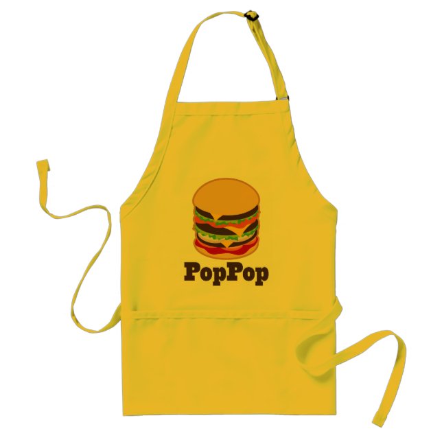 PopPop Grandpa Burger BBQ Grilling Gift Standard Apron (Front)