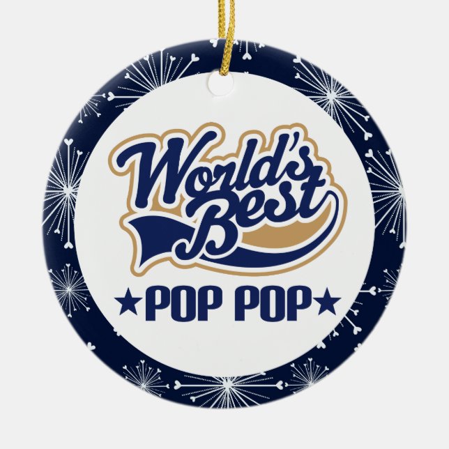 PopPop Grandpa (Worlds Best) Christmas Gift Ceramic Ornament (Front)