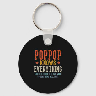 Poppop knows everything father's day retro vintage key ring