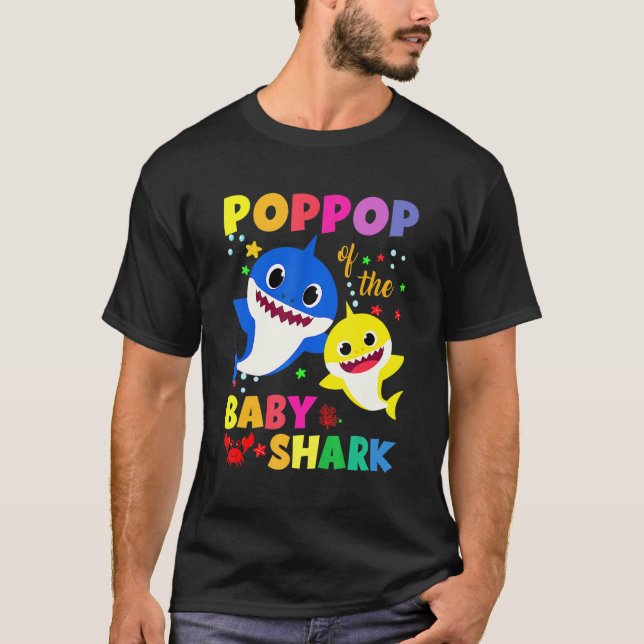 Poppop Of The Birthday Shark Dad Mum Matching Fami T-Shirt (Front)