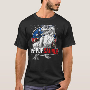 Poppopsaurus Dinosaur T Rex American Flag Family M T-Shirt
