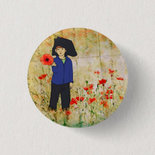 poppy 3 cm round badge