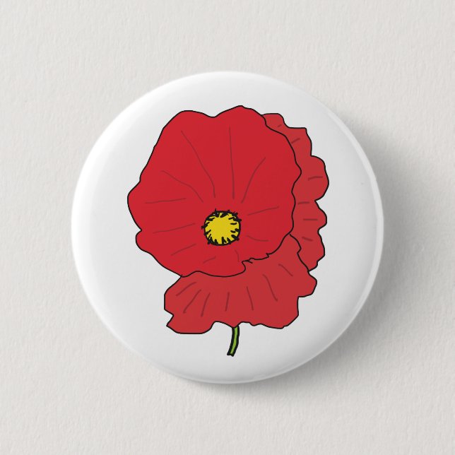 Poppy 6 Cm Round Badge (Front)