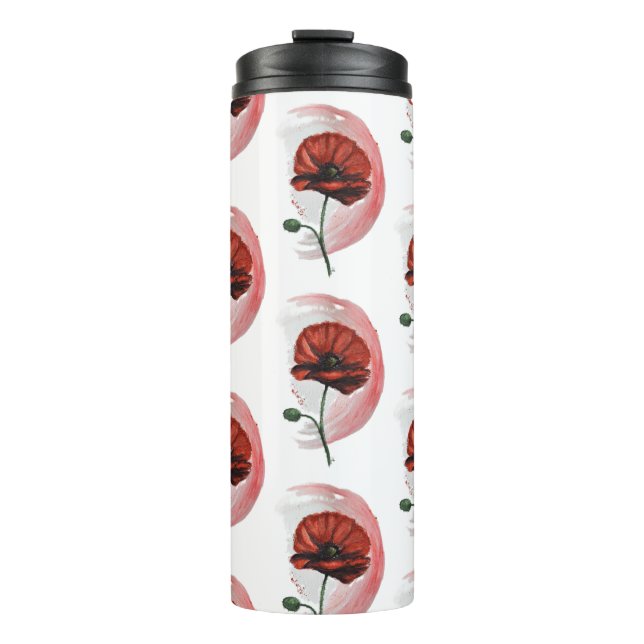 Poppy: A Delicate & Vibrant Watercolor Flower Thermal Tumbler (Front)