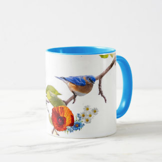 poppy and bird mug