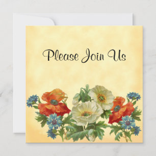 Poppy and Cornflowers Custom Floral Invitations