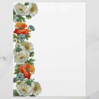 Poppy and Cornflowers Floral Art Letterhead