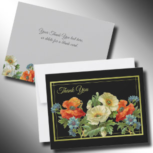 Poppy and Cornflowers Thank You Editable Floral Card