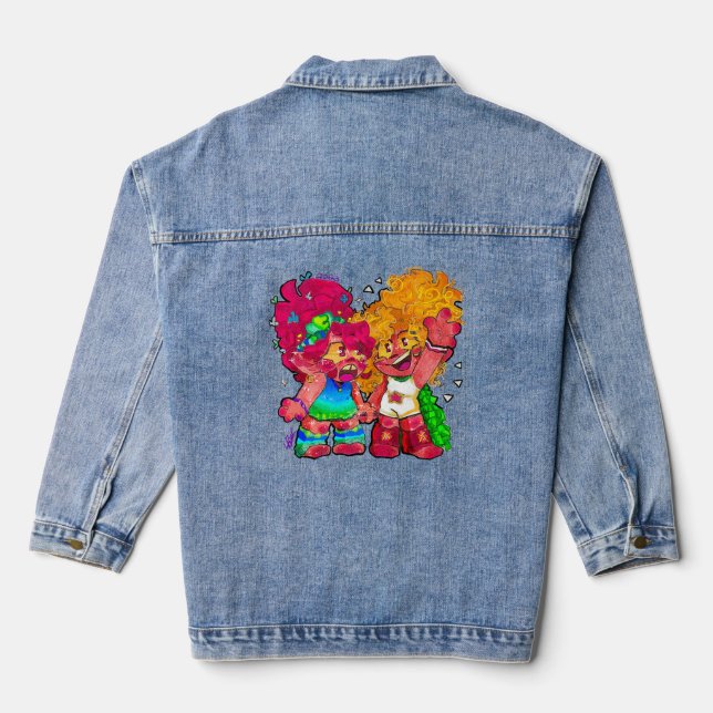 Poppy and Viva Trolls Denim Jacket (Back)
