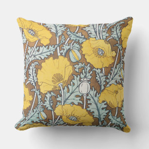 Poppy Art Illustration Flower Nouveau Cushion