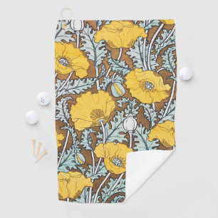 Poppy Art Illustration Flower Nouveau  Golf Towel