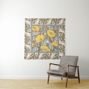 Poppy Art Illustration Flower Nouveau  Tapestry