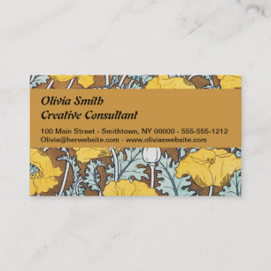 poppy art illustration yellow flower business card