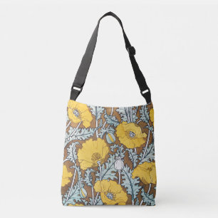 poppy art illustration yellow flower crossbody bag